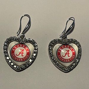 ALABAMA CRIMSON TIDE NCAA Fashion Dangle Rhinestone Heart Earrings NEW!!!